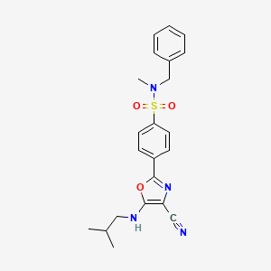 molecular formula C22H24N4O3S B2933125 N-benzyl-4-{4-cyano-5-[(2-methylpropyl)amino]-1,3-oxazol-2-yl}-N-methylbenzene-1-sulfonamide CAS No. 941003-80-1