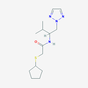 molecular formula C14H24N4OS B2933159 2-(cyclopentylsulfanyl)-N-[3-methyl-1-(2H-1,2,3-triazol-2-yl)butan-2-yl]acetamide CAS No. 2034267-33-7