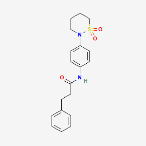 molecular formula C19H22N2O3S B2933167 N-[4-(1,1-dioxo-1lambda6,2-thiazinan-2-yl)phenyl]-3-phenylpropanamide CAS No. 899731-62-5