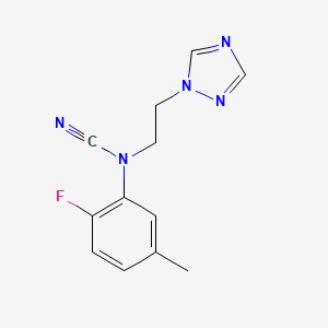 molecular formula C12H12FN5 B2933169 (2-Fluoro-5-methylphenyl)-[2-(1,2,4-triazol-1-yl)ethyl]cyanamide CAS No. 1385452-32-3