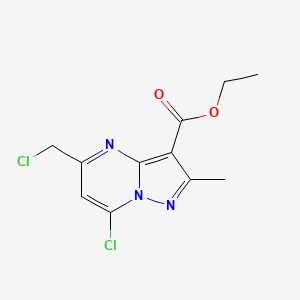 molecular formula C11H11Cl2N3O2 B2933173 Ethyl 7-chloro-5-(chloromethyl)-2-methylpyrazolo[1,5-a]pyrimidine-3-carboxylate CAS No. 2260930-96-7