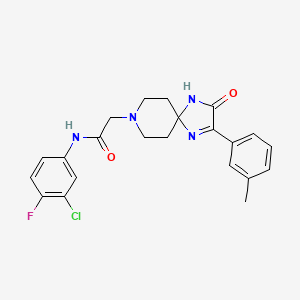 molecular formula C22H22ClFN4O2 B2933246 N-(3-chloro-4-fluorophenyl)-2-[2-(3-methylphenyl)-3-oxo-1,4,8-triazaspiro[4.5]dec-1-en-8-yl]acetamide CAS No. 1189650-52-9