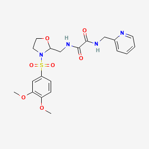 molecular formula C20H24N4O7S B2933247 N-{[3-(3,4-dimethoxybenzenesulfonyl)-1,3-oxazolidin-2-yl]methyl}-N'-[(pyridin-2-yl)methyl]ethanediamide CAS No. 868983-20-4