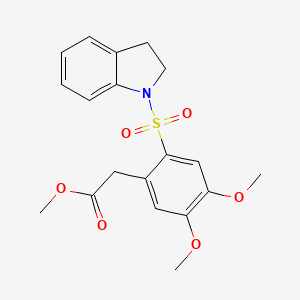 molecular formula C19H21NO6S B2933305 methyl 2-[2-(2,3-dihydroindol-1-ylsulfonyl)-4,5-dimethoxyphenyl]acetate CAS No. 1797782-09-2