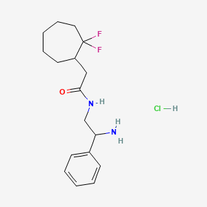 N-(2-Amino-2-phenylethyl)-2-(2,2-difluorocycloheptyl)acetamide;hydrochloride