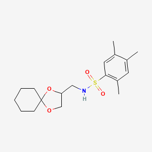 molecular formula C18H27NO4S B2933338 N-(1,4-dioxaspiro[4.5]decan-2-ylmethyl)-2,4,5-trimethylbenzenesulfonamide CAS No. 941959-20-2