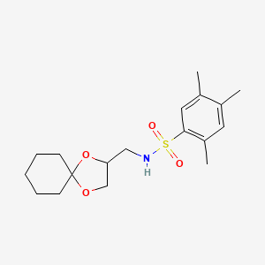 N-(1,4-dioxaspiro[4.5]decan-2-ylmethyl)-2,4,5-trimethylbenzenesulfonamide