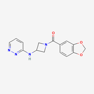 molecular formula C15H14N4O3 B2933343 N-[1-(2H-1,3-benzodioxole-5-carbonyl)azetidin-3-yl]pyridazin-3-amine CAS No. 2097864-28-1