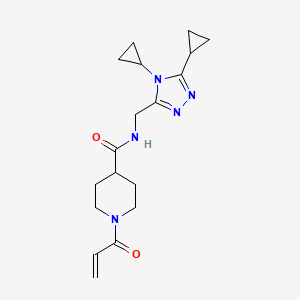 molecular formula C18H25N5O2 B2933362 N-[(4,5-Dicyclopropyl-1,2,4-triazol-3-yl)methyl]-1-prop-2-enoylpiperidine-4-carboxamide CAS No. 2361841-57-6
