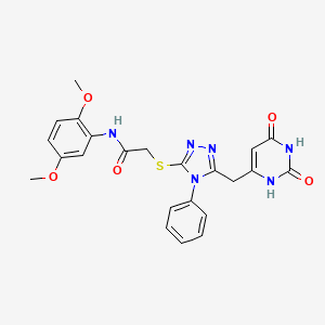 molecular formula C23H22N6O5S B2933368 N-(2,5-dimethoxyphenyl)-2-((5-((2,6-dioxo-1,2,3,6-tetrahydropyrimidin-4-yl)methyl)-4-phenyl-4H-1,2,4-triazol-3-yl)thio)acetamide CAS No. 852046-82-3
