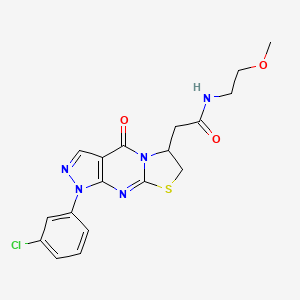 2-(1-(3-chlorophenyl)-4-oxo-1,4,6,7-tetrahydropyrazolo[3,4-d]thiazolo[3,2-a]pyrimidin-6-yl)-N-(2-methoxyethyl)acetamide
