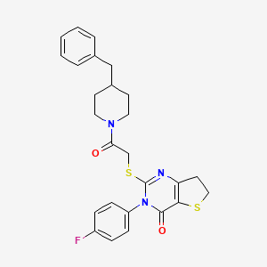2-((2-(4-benzylpiperidin-1-yl)-2-oxoethyl)thio)-3-(4-fluorophenyl)-6,7-dihydrothieno[3,2-d]pyrimidin-4(3H)-one
