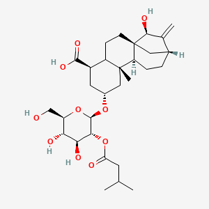(1R,5R,7R,9R,10S,13R,15S)-7-[(2R,3R,4S,5S,6R)-4,5-Dihydroxy-6-(hydroxymethyl)-3-(3-methylbutanoyloxy)oxan-2-yl]oxy-15-hydroxy-9-methyl-14-methylidenetetracyclo[11.2.1.01,10.04,9]hexadecane-5-carboxylic acid