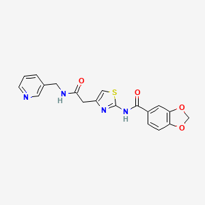 molecular formula C19H16N4O4S B2933406 N-(4-(2-oxo-2-((pyridin-3-ylmethyl)amino)ethyl)thiazol-2-yl)benzo[d][1,3]dioxole-5-carboxamide CAS No. 941943-49-3