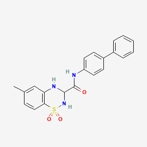 molecular formula C21H19N3O3S B2933408 N-biphenyl-4-yl-6-methyl-3,4-dihydro-2H-1,2,4-benzothiadiazine-3-carboxamide 1,1-dioxide CAS No. 941877-29-8
