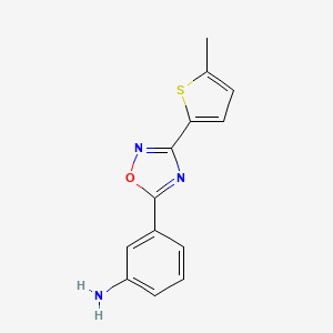 molecular formula C13H11N3OS B2933409 3-[3-(5-Methylthiophen-2-yl)-1,2,4-oxadiazol-5-yl]aniline CAS No. 1018131-31-1