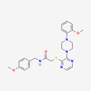 molecular formula C25H29N5O3S B2933412 N-[(4-methoxyphenyl)methyl]-2-({3-[4-(2-methoxyphenyl)piperazin-1-yl]pyrazin-2-yl}sulfanyl)acetamide CAS No. 1116007-42-1