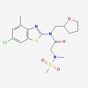 molecular formula C17H22ClN3O4S2 B2933415 N-(6-chloro-4-methyl-1,3-benzothiazol-2-yl)-2-(N-methylmethanesulfonamido)-N-[(oxolan-2-yl)methyl]acetamide CAS No. 1171242-55-9