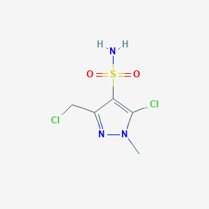 molecular formula C5H7Cl2N3O2S B2933420 5-Chloro-3-(chloromethyl)-1-methylpyrazole-4-sulfonamide CAS No. 2378501-39-2