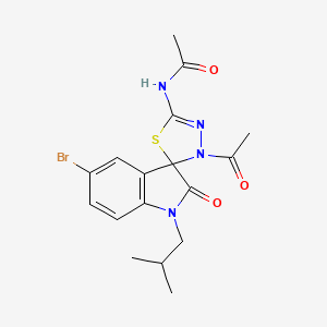 molecular formula C17H19BrN4O3S B2933421 N-[3'-acetyl-5-bromo-1-(2-methylpropyl)-2-oxo-1,2-dihydro-3'H-spiro[indole-3,2'-[1,3,4]thiadiazole]-5'-yl]acetamide CAS No. 902248-53-7