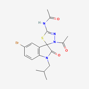 N-[3-acetyl-10-bromo-6-(2-methylpropyl)-7-oxospiro[1,3,4-thiadiazoline-2,3'-in doline]-5-yl]acetamide