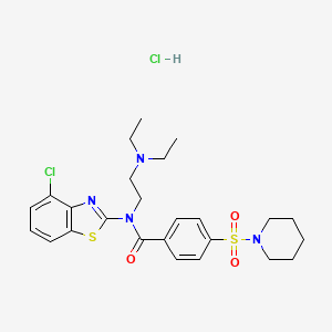 molecular formula C25H32Cl2N4O3S2 B2933427 N-(4-CHLORO-1,3-BENZOTHIAZOL-2-YL)-N-[2-(DIETHYLAMINO)ETHYL]-4-(PIPERIDINE-1-SULFONYL)BENZAMIDE HYDROCHLORIDE CAS No. 1321708-05-7