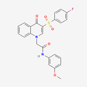 molecular formula C24H19FN2O5S B2933435 2-[3-(4-fluorophenyl)sulfonyl-4-oxoquinolin-1-yl]-N-(3-methoxyphenyl)acetamide CAS No. 866729-51-3