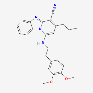 molecular formula C25H26N4O2 B2933446 1-{[2-(3,4-Dimethoxyphenyl)ethyl]amino}-3-propylpyrido[1,2-a]benzimidazole-4-carbonitrile CAS No. 488826-75-1