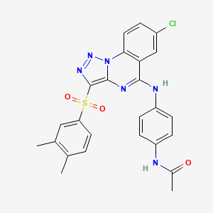 molecular formula C25H21ClN6O3S B2933452 N-(4-{[7-CHLORO-3-(3,4-DIMETHYLBENZENESULFONYL)-[1,2,3]TRIAZOLO[1,5-A]QUINAZOLIN-5-YL]AMINO}PHENYL)ACETAMIDE CAS No. 893788-99-3