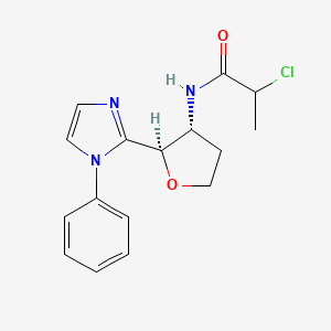 molecular formula C16H18ClN3O2 B2933456 rac-2-chloro-N-[(2R,3R)-2-(1-phenyl-1H-imidazol-2-yl)oxolan-3-yl]propanamide CAS No. 2411183-49-6