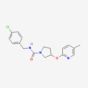 molecular formula C18H20ClN3O2 B2933458 N-(4-chlorobenzyl)-3-((5-methylpyridin-2-yl)oxy)pyrrolidine-1-carboxamide CAS No. 1904098-65-2