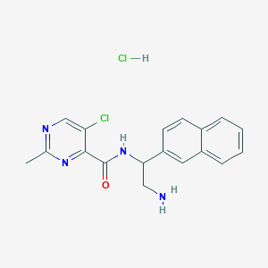 molecular formula C18H18Cl2N4O B2933469 N-(2-Amino-1-naphthalen-2-ylethyl)-5-chloro-2-methylpyrimidine-4-carboxamide;hydrochloride CAS No. 2418642-78-9