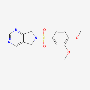 molecular formula C14H15N3O4S B2933471 6-((3,4-dimethoxyphenyl)sulfonyl)-6,7-dihydro-5H-pyrrolo[3,4-d]pyrimidine CAS No. 1706374-00-6