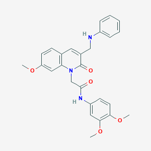 molecular formula C27H27N3O5 B2933476 2-[3-(anilinomethyl)-7-methoxy-2-oxoquinolin-1(2H)-yl]-N-(3,4-dimethoxyphenyl)acetamide CAS No. 932469-52-8