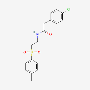 molecular formula C17H18ClNO3S B2933477 2-(4-Chlorophenyl)-N-(2-((4-methylphenyl)sulfonyl)ethyl)acetamide CAS No. 477886-03-6