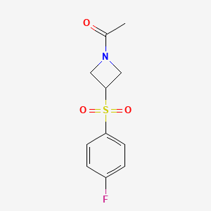 molecular formula C11H12FNO3S B2933480 1-(3-((4-Fluorophenyl)sulfonyl)azetidin-1-yl)ethanone CAS No. 1448074-77-8