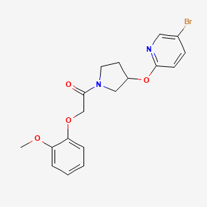 molecular formula C18H19BrN2O4 B2933487 1-(3-((5-Bromopyridin-2-yl)oxy)pyrrolidin-1-yl)-2-(2-methoxyphenoxy)ethanone CAS No. 1903449-73-9