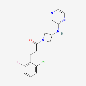 molecular formula C16H16ClFN4O B2933490 3-(2-Chloro-6-fluorophenyl)-1-(3-(pyrazin-2-ylamino)azetidin-1-yl)propan-1-one CAS No. 2194448-60-5