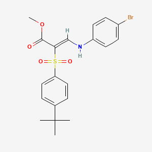 molecular formula C20H22BrNO4S B2933492 methyl (2Z)-3-[(4-bromophenyl)amino]-2-[(4-tert-butylphenyl)sulfonyl]acrylate CAS No. 1327174-40-2