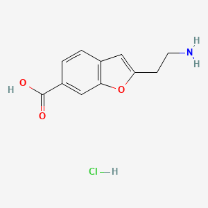 molecular formula C11H12ClNO3 B2933496 2-(2-Aminoethyl)-1-benzofuran-6-carboxylic acid hydrochloride CAS No. 2138148-96-4