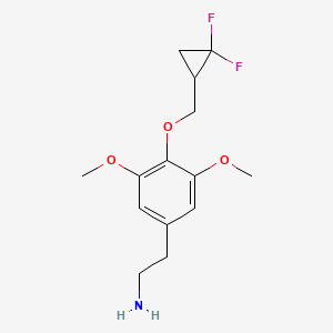 molecular formula C14H19F2NO3 B2933497 2-[4-[(2,2-Difluorocyclopropyl)methoxy]-3,5-dimethoxyphenyl]ethanamine CAS No. 2411223-88-4
