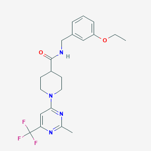 molecular formula C21H25F3N4O2 B2933503 N-(3-ethoxybenzyl)-1-[2-methyl-6-(trifluoromethyl)pyrimidin-4-yl]piperidine-4-carboxamide CAS No. 1775385-53-9