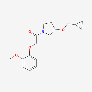 molecular formula C17H23NO4 B2933507 1-(3-(Cyclopropylmethoxy)pyrrolidin-1-yl)-2-(2-methoxyphenoxy)ethanone CAS No. 2034467-04-2