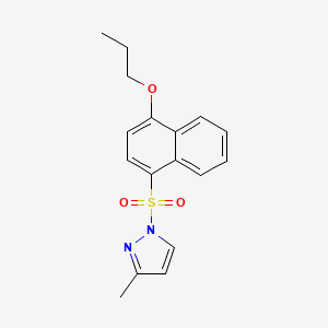 molecular formula C17H18N2O3S B2933515 3-methyl-1-[(4-propoxynaphthalen-1-yl)sulfonyl]-1H-pyrazole CAS No. 956237-41-5