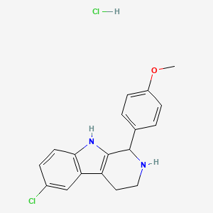 molecular formula C18H18Cl2N2O B2933530 6-chloro-1-(4-methoxyphenyl)-2,3,4,9-tetrahydro-1H-pyrido[3,4-b]indole hydrochloride CAS No. 1256760-54-9