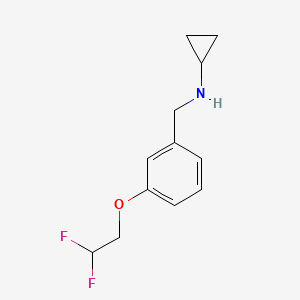 molecular formula C12H15F2NO B2933535 N-{[3-(2,2-difluoroethoxy)phenyl]methyl}cyclopropanamine CAS No. 1179136-66-3