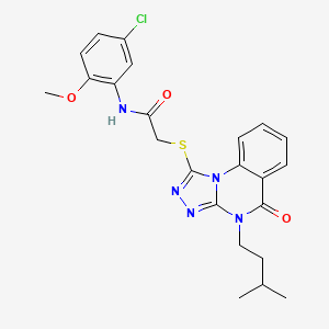 molecular formula C23H24ClN5O3S B2933549 N-(5-chloro-2-methoxyphenyl)-2-((4-isopentyl-5-oxo-4,5-dihydro-[1,2,4]triazolo[4,3-a]quinazolin-1-yl)thio)acetamide CAS No. 1111151-24-6