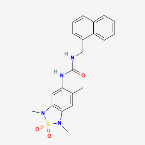 molecular formula C21H22N4O3S B2933550 1-(Naphthalen-1-ylmethyl)-3-(1,3,6-trimethyl-2,2-dioxido-1,3-dihydrobenzo[c][1,2,5]thiadiazol-5-yl)urea CAS No. 2034263-21-1