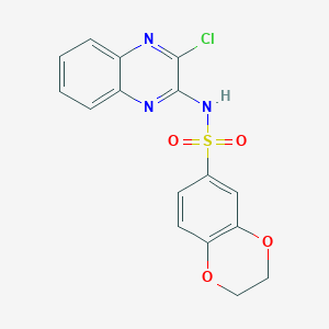 molecular formula C16H12ClN3O4S B2933556 N-(3-chloroquinoxalin-2-yl)-2,3-dihydro-1,4-benzodioxine-6-sulfonamide CAS No. 522628-94-0