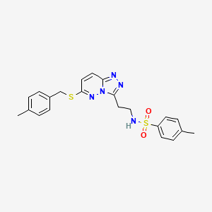 molecular formula C22H23N5O2S2 B2933564 4-methyl-N-(2-(6-((4-methylbenzyl)thio)-[1,2,4]triazolo[4,3-b]pyridazin-3-yl)ethyl)benzenesulfonamide CAS No. 872998-29-3